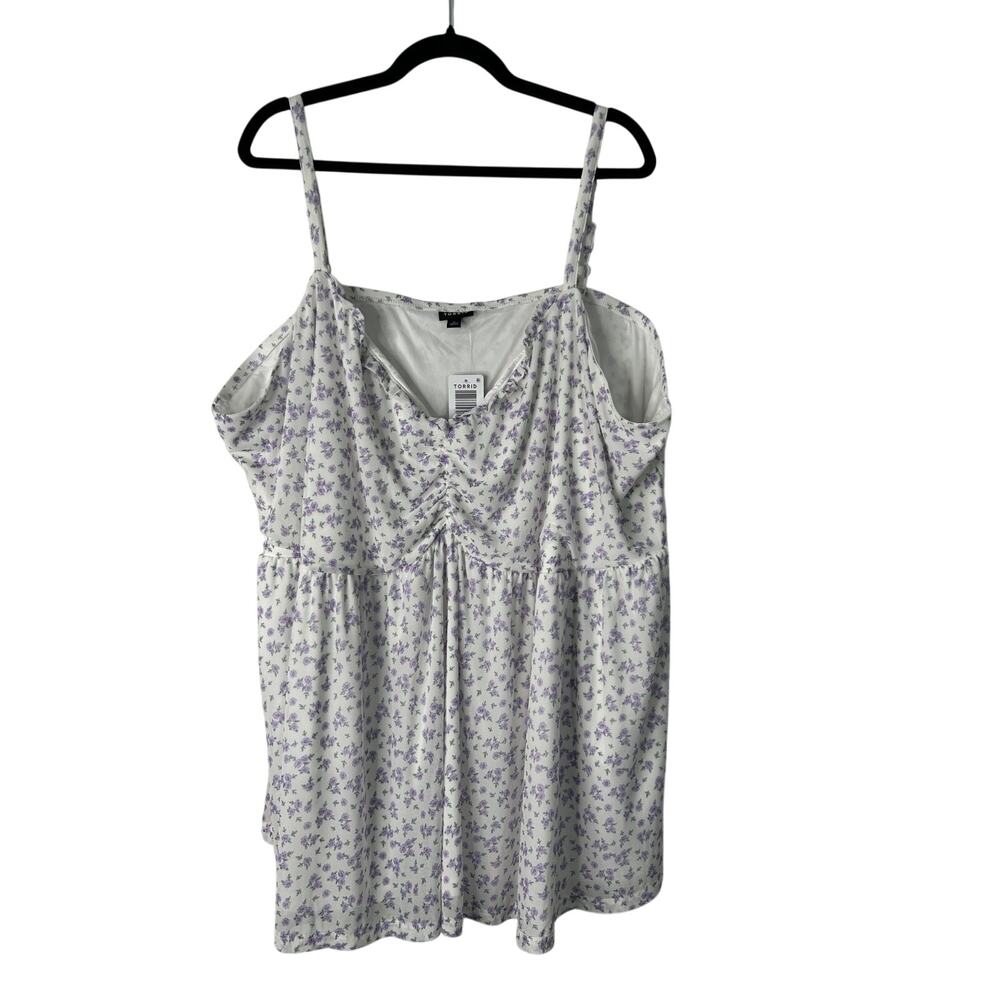 Torrid Mesh Lace Trim Babydoll Top Size 6X‎ Donna Ditsy Floral Purple Sleeveless